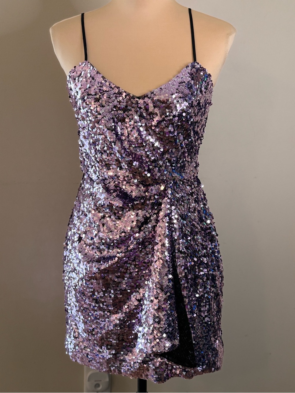 Parker purple sequined mini dress sleeveless formal SZ 2